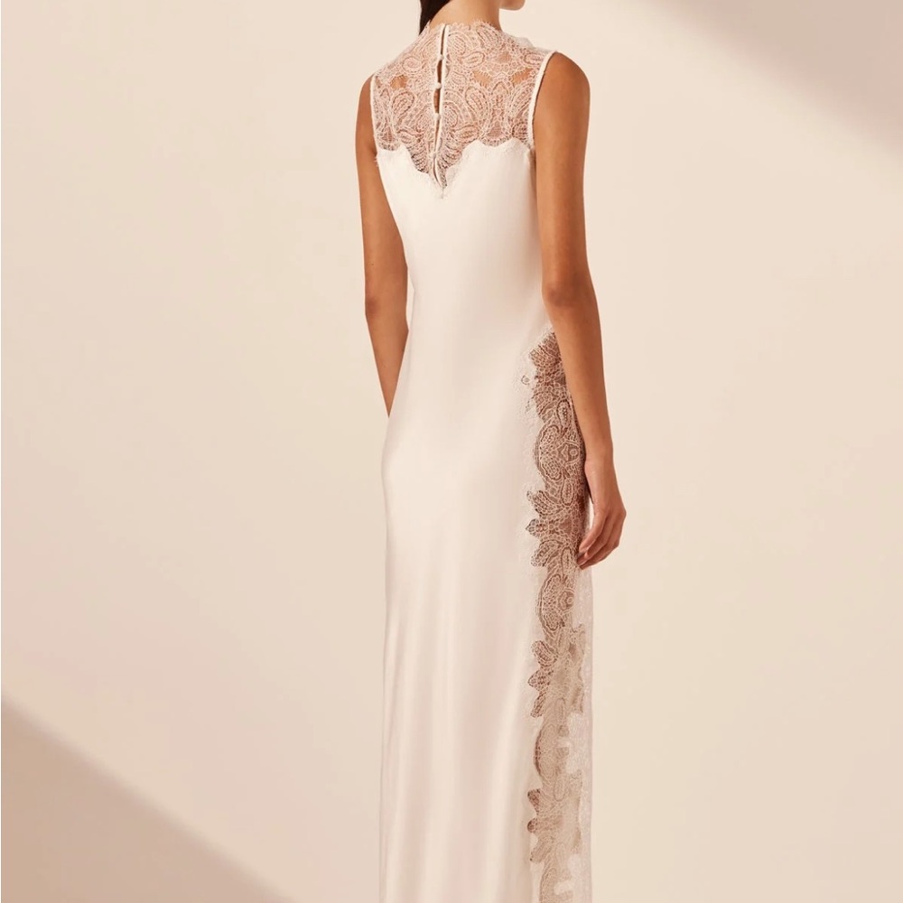 Shona Joy White and Brown Lace Maxi Dress - Picture 4 of 11